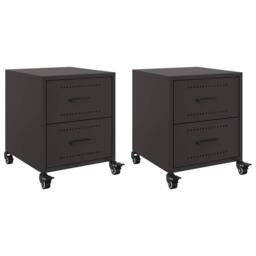 Berkfield Home Bedside Cabinets 2 pcs Black 36x39x43.5 cm Steel - thumbnail 1