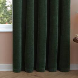 Furn Soft Chenille Blackout Pencil Pleat Curtain Pair in Bottle Green - Size: 229 cm width x 229 cm drop - thumbnail 7
