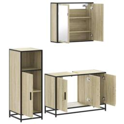 Berkfield Home 3 Piece Bathroom Furniture Set Sonoma Oak Engineered Wood in Brown - thumbnail 6