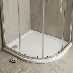 Balterley Premium Slip Resistant Offset Quadrant Shower Tray Right Hand - Anti-Slip Stone Bathroom Base in White - thumbnail 5