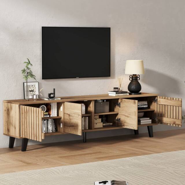 BTM Vintage TV Stand, 4 Doors, 180cm Wood in Brown - image 1