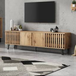 BTM Vintage TV Stand, 4 Doors, 180cm Wood in Brown - thumbnail 4
