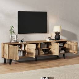 BTM Vintage TV Stand, 4 Doors, 180cm Wood in Brown