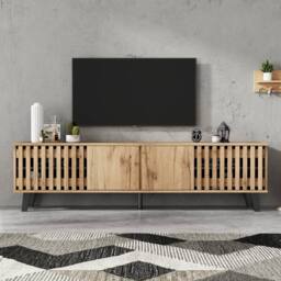 BTM Vintage TV Stand, 4 Doors, 180cm Wood in Brown - thumbnail 5