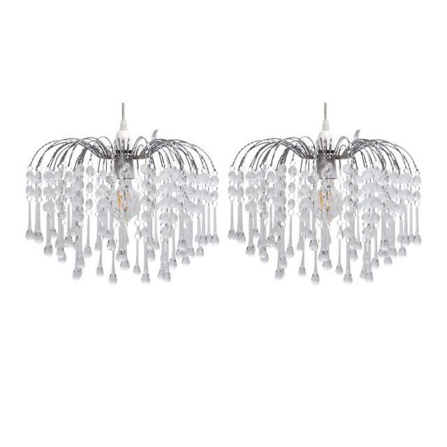 First Choice Lighting Set of 2 Skye - Cascading Jewelled Pendant Shades in Clear - image 1