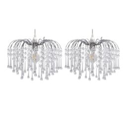 First Choice Lighting Set of 2 Skye - Cascading Jewelled Pendant Shades in Clear - thumbnail 1