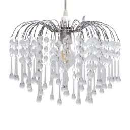 First Choice Lighting Set of 2 Skye - Cascading Jewelled Pendant Shades in Clear - thumbnail 2