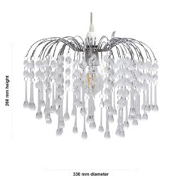 First Choice Lighting Set of 2 Skye - Cascading Jewelled Pendant Shades in Clear - thumbnail 6