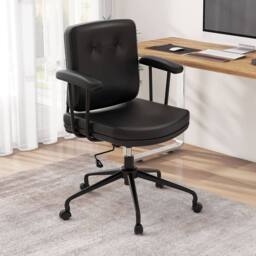 Costway Home Office Chair Small Desk Chair Adjustable Computer Chair-Coffee in Brown - thumbnail 8