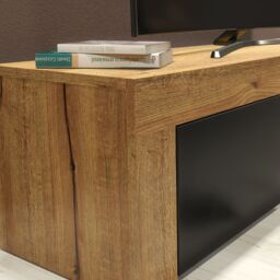 Creative Furniture Loom TV Unit 130cm Modern - Oak with Black Matt Doors in Brown - thumbnail 2