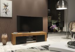 Creative Furniture Loom TV Unit 130cm Modern - Oak with Black Matt Doors in Brown - thumbnail 4