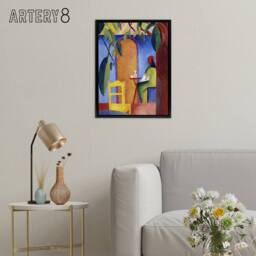 "Artery8 Turkish Cafe Modern Colourful August Macke Framed Canvas Wall Art - Size: W12"" x H16""" - thumbnail 3