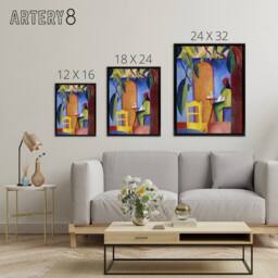 "Artery8 Turkish Cafe Modern Colourful August Macke Framed Canvas Wall Art - Size: W12"" x H16""" - thumbnail 4