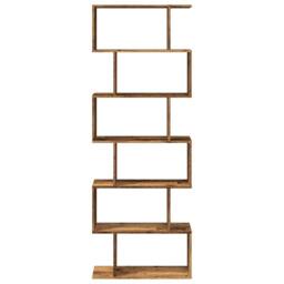 Berkfield Home Room Divider Bookcase 6-Tier Old Wood 70x24x193 cm Engineered Wood in Brown - Size: 70 x 24 x 193 cm - thumbnail 5