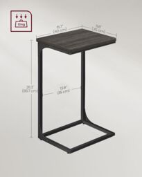 VASAGLE C-Shaped Industrial Side Table Set of 2 Metal Frame Bedroom in Black - thumbnail 2