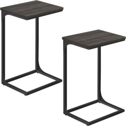 VASAGLE C-Shaped Industrial Side Table Set of 2 Metal Frame Bedroom in Black - thumbnail 6