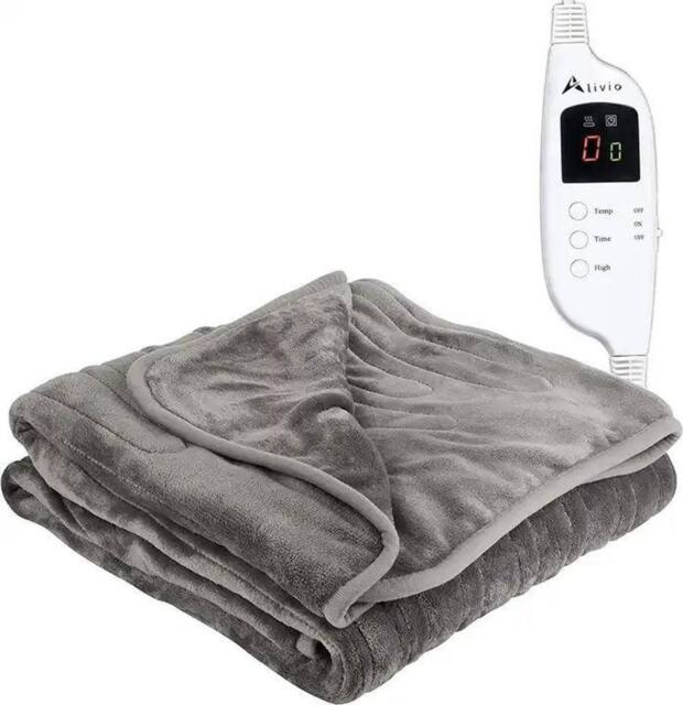 Alivio Flannel Electric Low Energy Heated Blanket in Grey - image 1