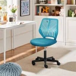 EONLION Ergonomic Armless Kids Desk Chair Swivel Rolling Study Chair in Blue - thumbnail 3