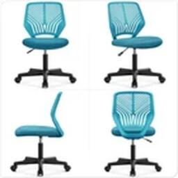 EONLION Ergonomic Armless Kids Desk Chair Swivel Rolling Study Chair in Blue - thumbnail 4
