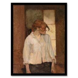 Artery8 Toulouse Lautrec Framed Wall Art Print At Montrouge Rosa La Rouge in Brown - Size: A4 - thumbnail 1