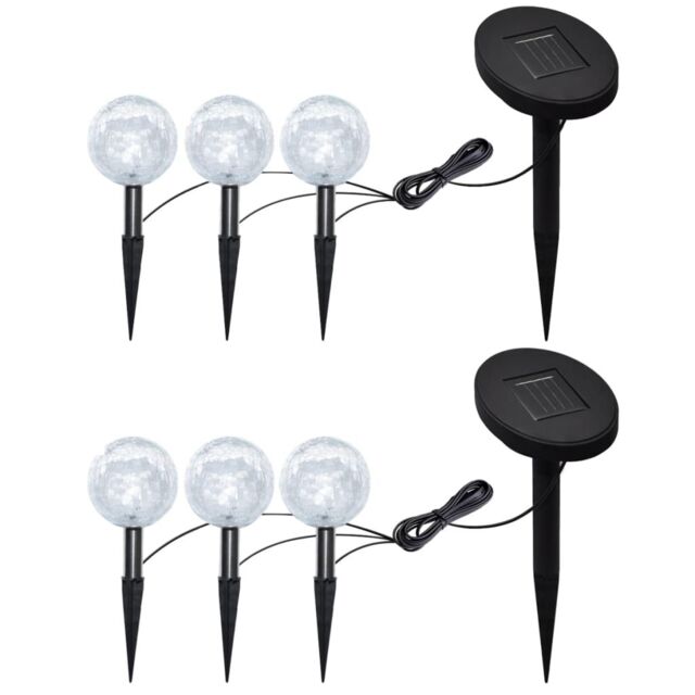 Berkfield Home Garden Lights 6 pcs LED with Spike Anchors & Solar Panels in White - image 1