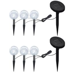 Berkfield Home Garden Lights 6 pcs LED with Spike Anchors & Solar Panels in White - thumbnail 1