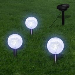 Berkfield Home Garden Lights 6 pcs LED with Spike Anchors & Solar Panels in White - thumbnail 2
