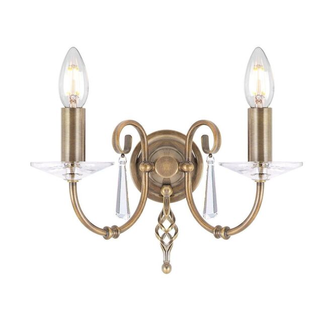 Netlighting Aegean 2 Light Indoor Candle Wall Light Aged Brass E14 in Yellow - image 1