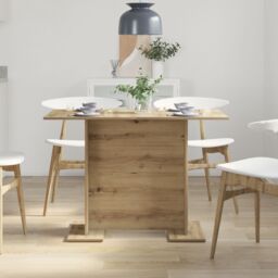 Berkfield Home Dining Table Artisan Oak 110x60x75 cm Engineered Wood in Brown - Size: 110 x 60 x 75 cm - thumbnail 4