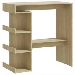 Berkfield Home Modern Bar Table with Storage Rack Sonoma Oak 100x50x101.5 cm Eng in Light Tan - thumbnail 3