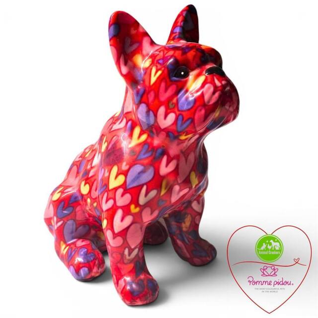 Animal Crackers Pomme Pidou 'Valentino' French Bulldog Hearts Pattern Ceramic Figurine - image 1