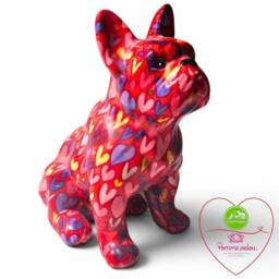 Animal Crackers Pomme Pidou 'Valentino' French Bulldog Hearts Pattern Ceramic Figurine - thumbnail 1