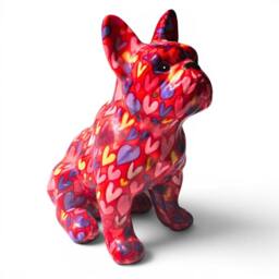 Animal Crackers Pomme Pidou 'Valentino' French Bulldog Hearts Pattern Ceramic Figurine - thumbnail 6