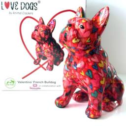 Animal Crackers Pomme Pidou 'Valentino' French Bulldog Hearts Pattern Ceramic Figurine - thumbnail 2