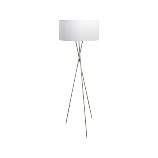 Loops Floor Lamp Light Satin Nickel Shade White Silver Fabric Pedal Switch Bulb E27 in Metallics - image 1