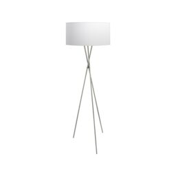Loops Floor Lamp Light Satin Nickel Shade White Silver Fabric Pedal Switch Bulb E27 in Metallics - thumbnail 1