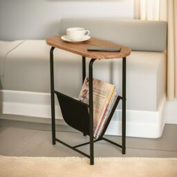 Pirlo Plush Industrial Side Table With Magazine Holder Brown - thumbnail 3