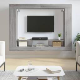 Berkfield Home TV Cabinet Grey Sonoma 152x22x113 cm Engineered Wood - Size: 152 x 22 x 113 cm - thumbnail 2