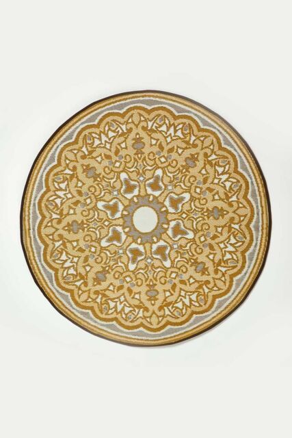 Homescapes Luxury Round Outdoor Rug Waterproof Reversible, Yellow Rae - Size: 180 cm diameter - image 1
