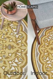 Homescapes Luxury Round Outdoor Rug Waterproof Reversible, Yellow Rae - Size: 180 cm diameter - thumbnail 5