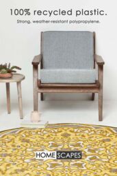 Homescapes Luxury Round Outdoor Rug Waterproof Reversible, Yellow Rae - Size: 180 cm diameter - thumbnail 3