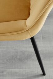 FurnitureboxUK Set of 2 Pesaro Luxury Velvet Dining Chairs With Diamond Stitched Back & Black Metal Legs in Mustard - thumbnail 6