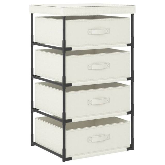 Berkfield Home Storage Rack with 4 Fabric Baskets Steel Cream in Beige - image 1