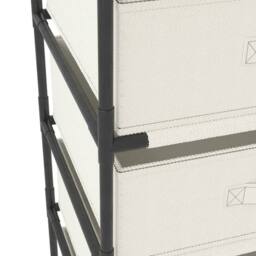 Berkfield Home Storage Rack with 4 Fabric Baskets Steel Cream in Beige - thumbnail 5