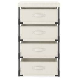 Berkfield Home Storage Rack with 4 Fabric Baskets Steel Cream in Beige - thumbnail 2