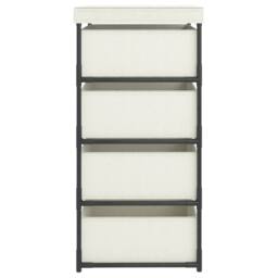 Berkfield Home Storage Rack with 4 Fabric Baskets Steel Cream in Beige - thumbnail 4
