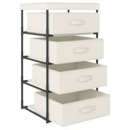 Berkfield Home Storage Rack with 4 Fabric Baskets Steel Cream in Beige - thumbnail 3