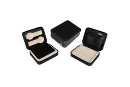 Charles William Travel Cufflink & Watch Box or Jewellery Storage Pouch in Black - Size: Small - thumbnail 1