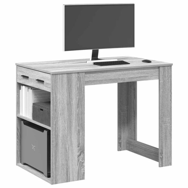 Berkfield Home Desk with Drawer & Shelf Grey Sonoma 102x62x77.5 cm Engineered Wood - image 1