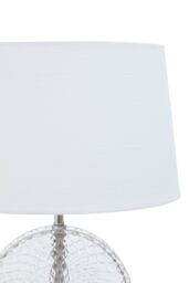 Orsina Glass & Brushed Chrome Table Lamp, Round Cut Glass & Chrome Base, White Linen Shade Lighting - thumbnail 5